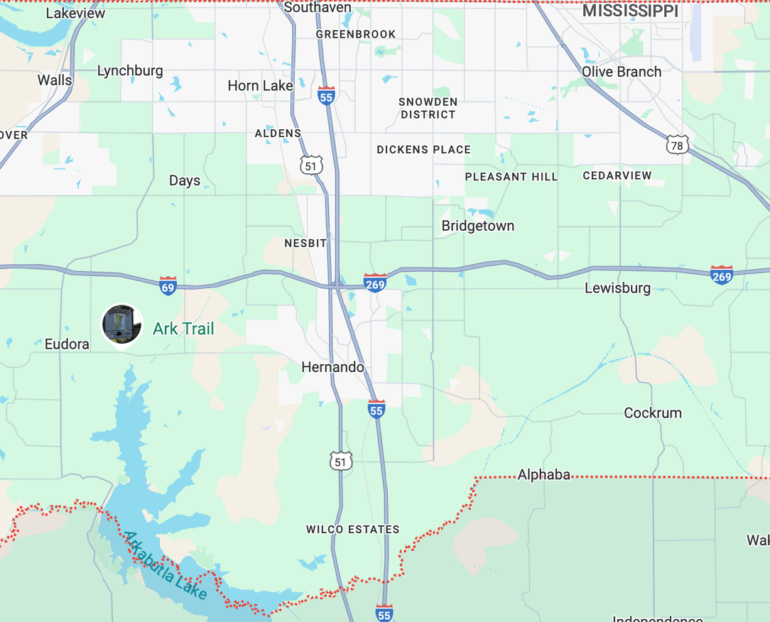 service area map showing DeSoto County and surrounding areas